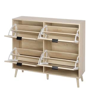 41.34 in. W x 9.45 in. D x 36 in. H Beige Linen Cabinet Shoe Cabinet with 4 Flip Drawers and Legs