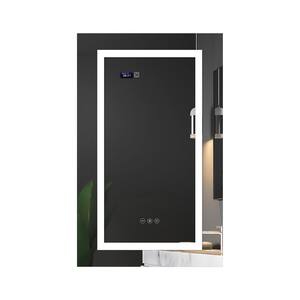20 in. W x 32 in. H Rectangular Black Surface Mounted Medicine Cabinet with Mirror LED mirror Anti- fog with 4 Shelves