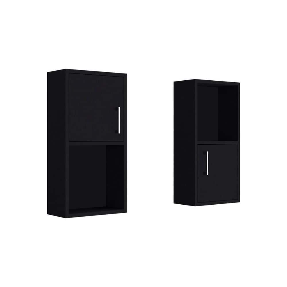 Black 11.8 in. W x 23.7 in. H Black Wood Wall Medicine Cabinet without Mirror with 4 Shelves & 2 Drawers price history on PriceWatchPro