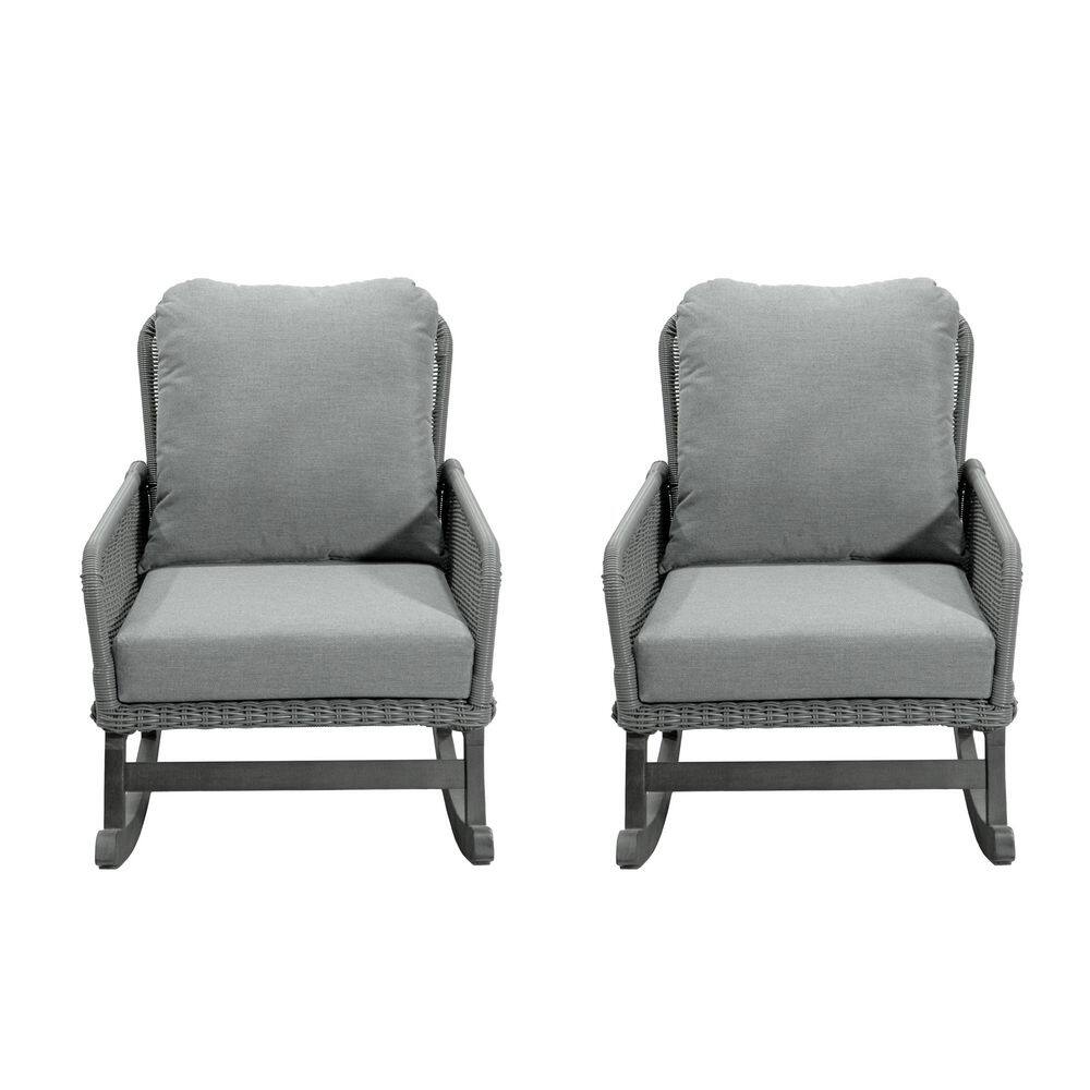 Gray Wood Outdoor Rocking Chair with Beige Cushions price history on PriceWatchPro