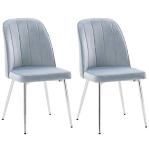 Nash Blue Velvet Channel Tufted Side Chair (Pair of 2)