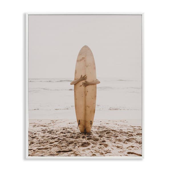 Stupell Industries Surf Ready Board by LSR Design Studio White Framed Sports Giclee Art Print 30 in. x 24 in.