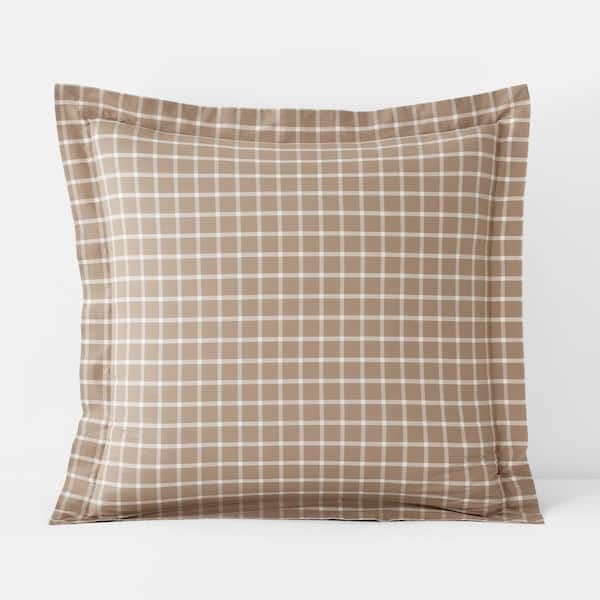 The Company Store Company Cotton Windowpane Yard-Dyed Taupe Cotton Percale Euro Sham