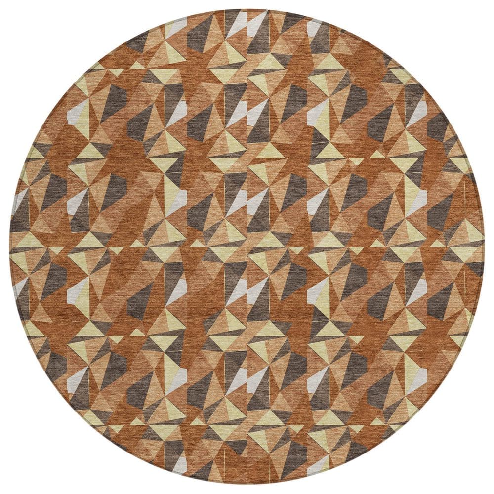 Chantille Machine Washable Indoor/Outdoor Abstract ACN2636 Paprika 8 ft. x 8 ft. Round Rug price history on PriceWatchPro