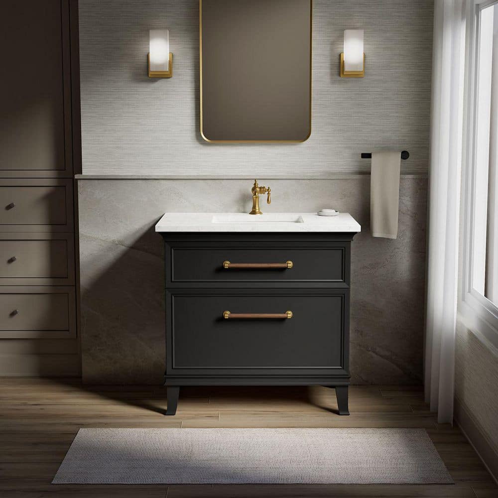 Harken 36in. Single Sink Freestanding Slate Grey Bath Vanity with White Quartz Top Unassembled price history on PriceWatchPro