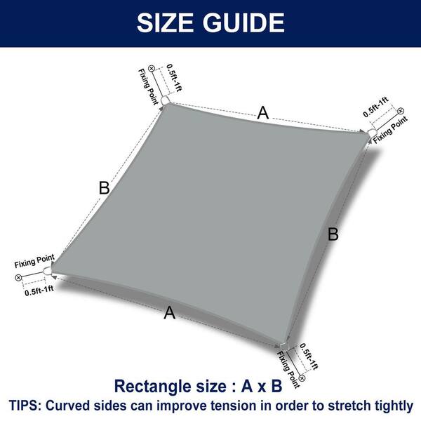 Oyezvary 10 ft. x 13 ft. Outdoor Gray Sun Shade Sails Sun