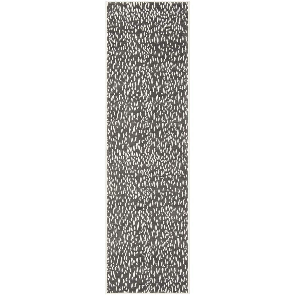 SAFAVIEH Marbella Dark Gray/Ivory 2 ft. x 6 ft. Border Geometric Runner Rug MRB657A26 The