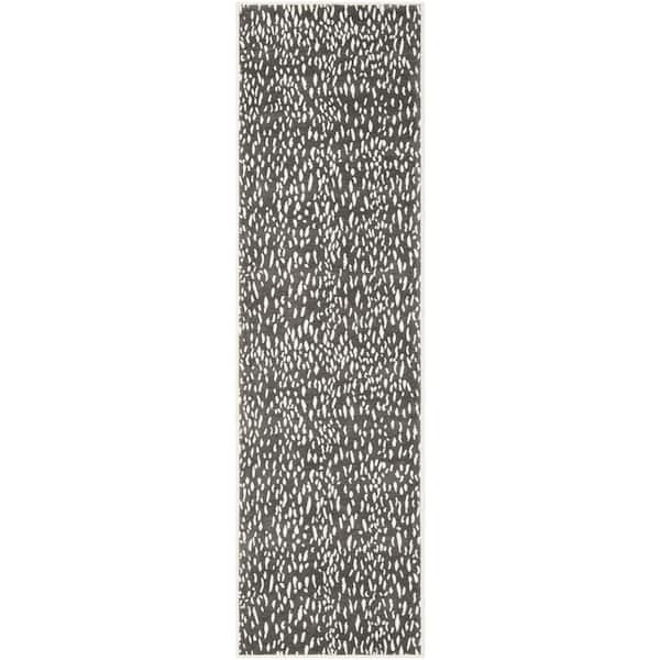 SAFAVIEH Marbella Dark Gray/Ivory 2 ft. x 6 ft. Border Geometric Runner Rug