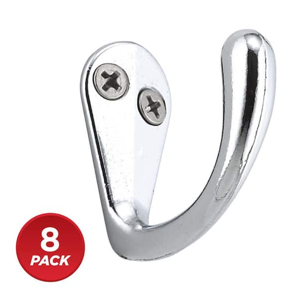 1-9/16 in. (39 mm) Chrome Utility Wall Mount Hook (8-Pack)