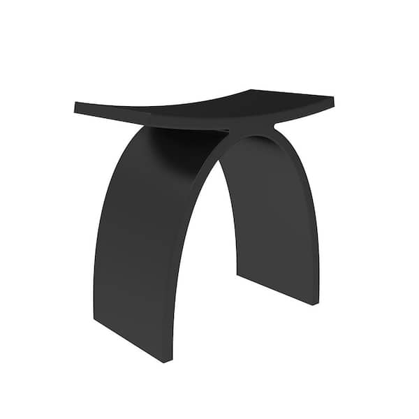 HOPROME Sotix 16 in. x 9 in. Freestanding Solid Surface Shower Stool Vanity Seat in Black