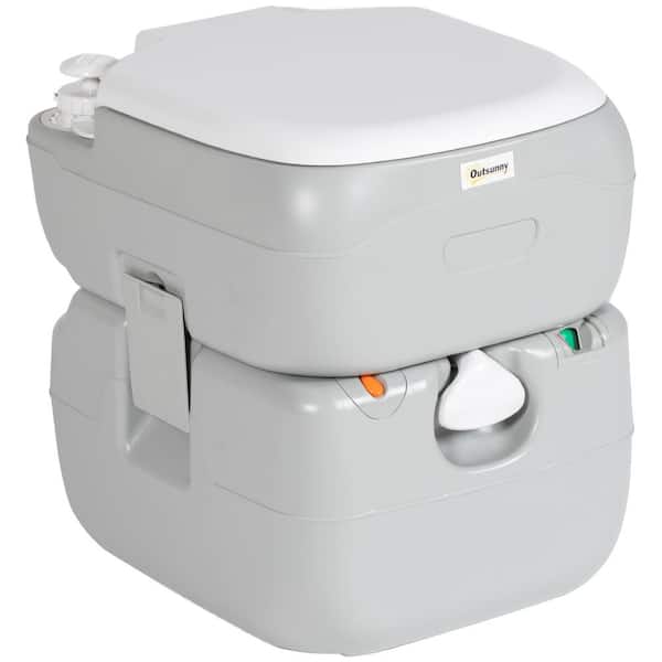 Outsunny 13 in. W x 15.7 in. D x 16.9 in. H Gray Portable Toilet for Adults 5.75 Gal.