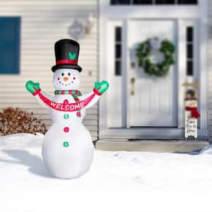 12 ft. Lighted Inflatable Snowman with Welcome Decor