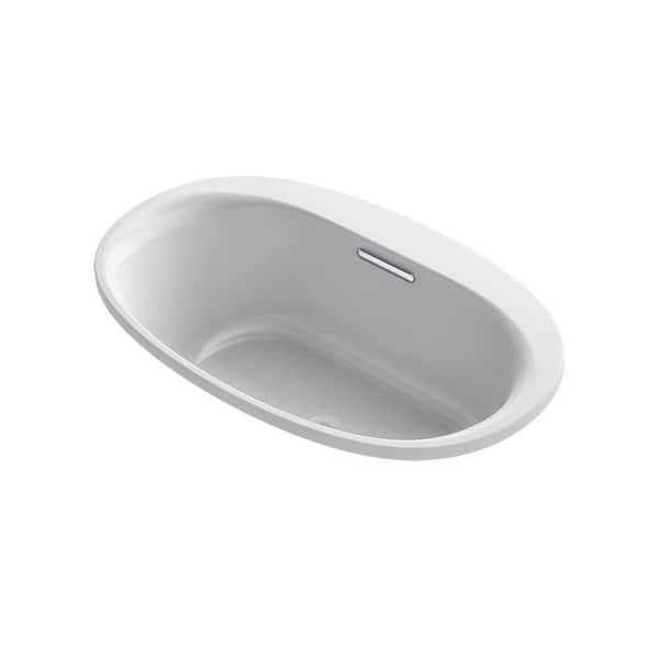KOHLER Underscore 60 in. Acrylic Oval Drop-in Non-Whirlpool VibrAcoustic Bathtub in Ice Grey