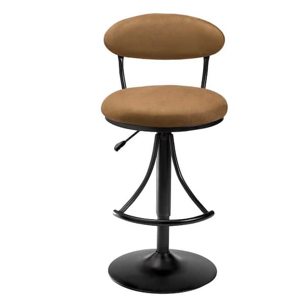 Hillsdale Furniture Venus 24-30 in. Adjustable Bar Stool in Black with Bear Suede Seat