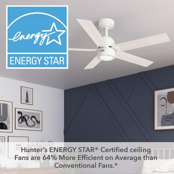 Hunter - Erling 52 in. ENERGY STAR Fresh White Indoor Ceiling Fan with LED Light Kit and Handheld Remote