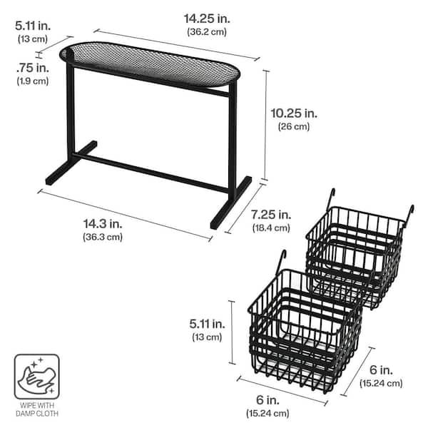 Gourmet Basics Wrapped Band Black Metal 2-Tier Horizontal Basket