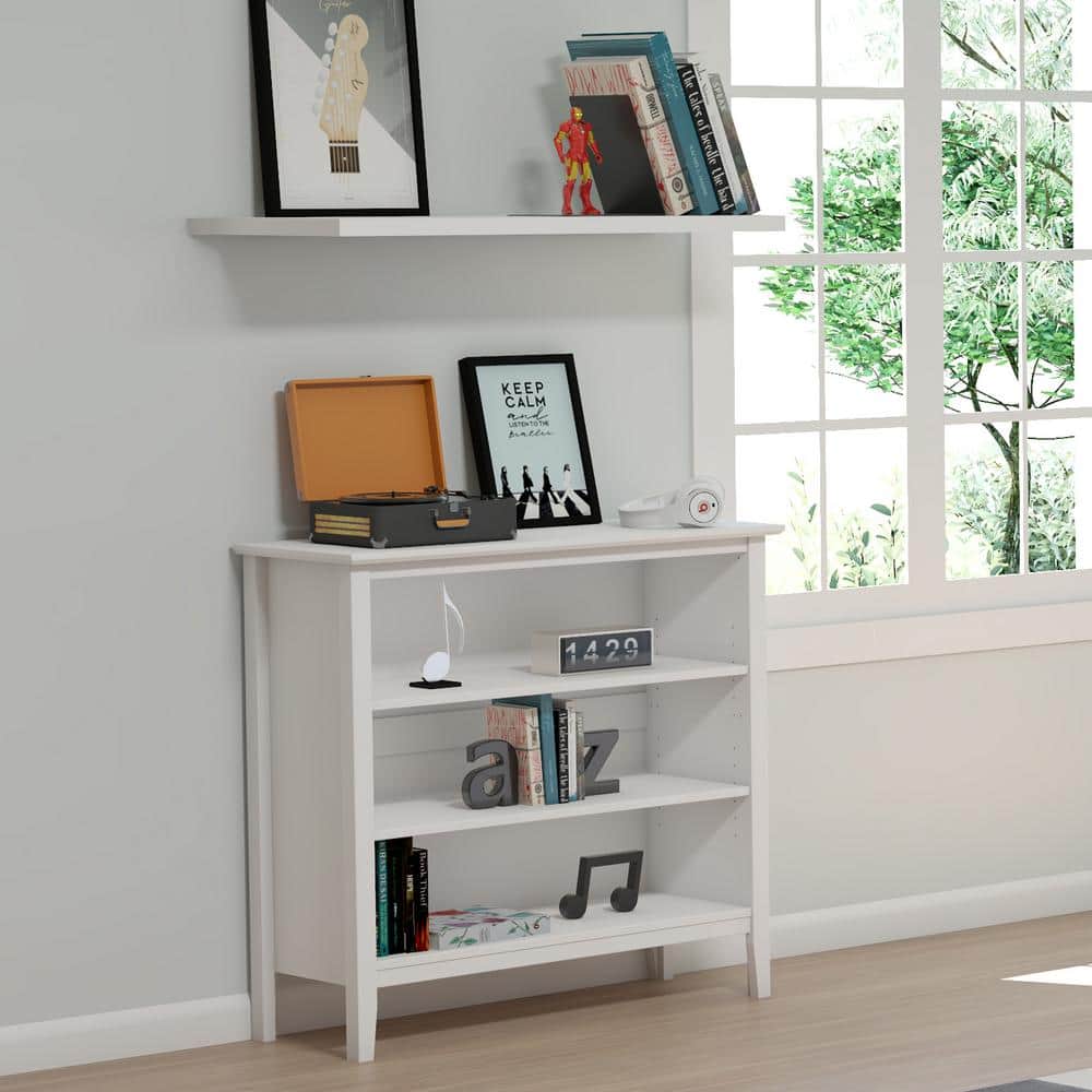White Adjustable Kids Wooden Under Window Bookcase