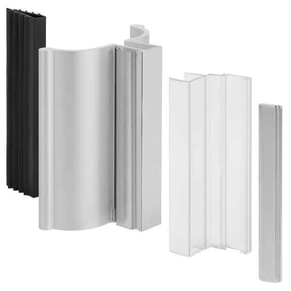3 in. Frameless Shower Door Handle Black and Silver Magnetic Aluminum Shower Door Pull Replacement Kit (1-Pair)
