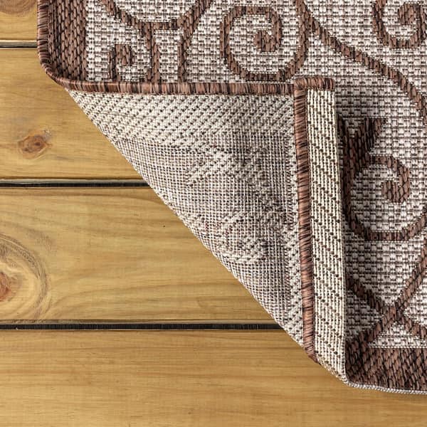 JONATHAN Y Madrid Vintage Filigree Textured Weave Beige/Brown 2 ft. x 10  ft. Indoor/Outdoor Runner Rug SMB107B-210 - The Home Depot
