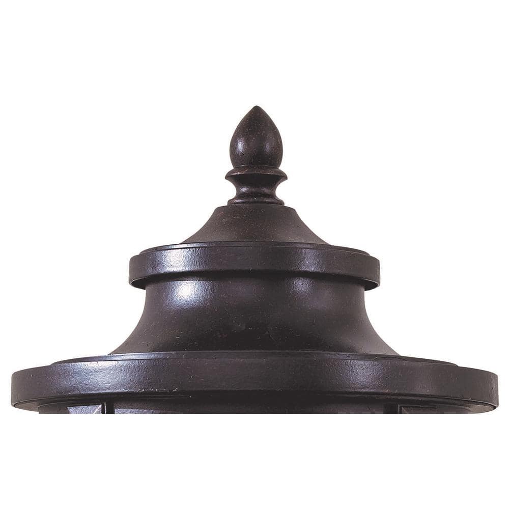 Merrimack Corona Bronze 24" Outdoor Post Lantern with Clear Hammered Glass