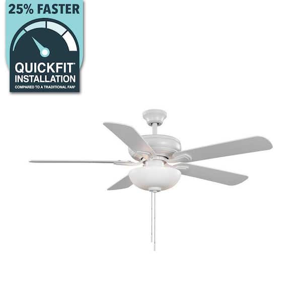 Hampton Bay Rothley II 52 in. Indoor LED Matte White Ceiling Fan with Light Kit, Reversible Motor and Reversible Blades Included