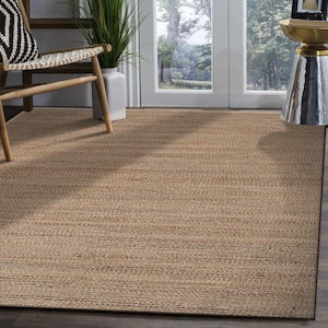 Finn Contemporary Tan/Gold/Brown 9 ft. x 12 ft. Handwoven Braided Natural Jute and Chenille Area Rug