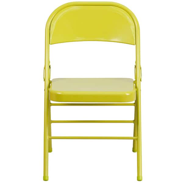 Carnegy Avenue Twisted Citron Metal Folding Chair (4-Pack)