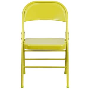 Twisted Citron Metal Folding Chair (4-Pack)