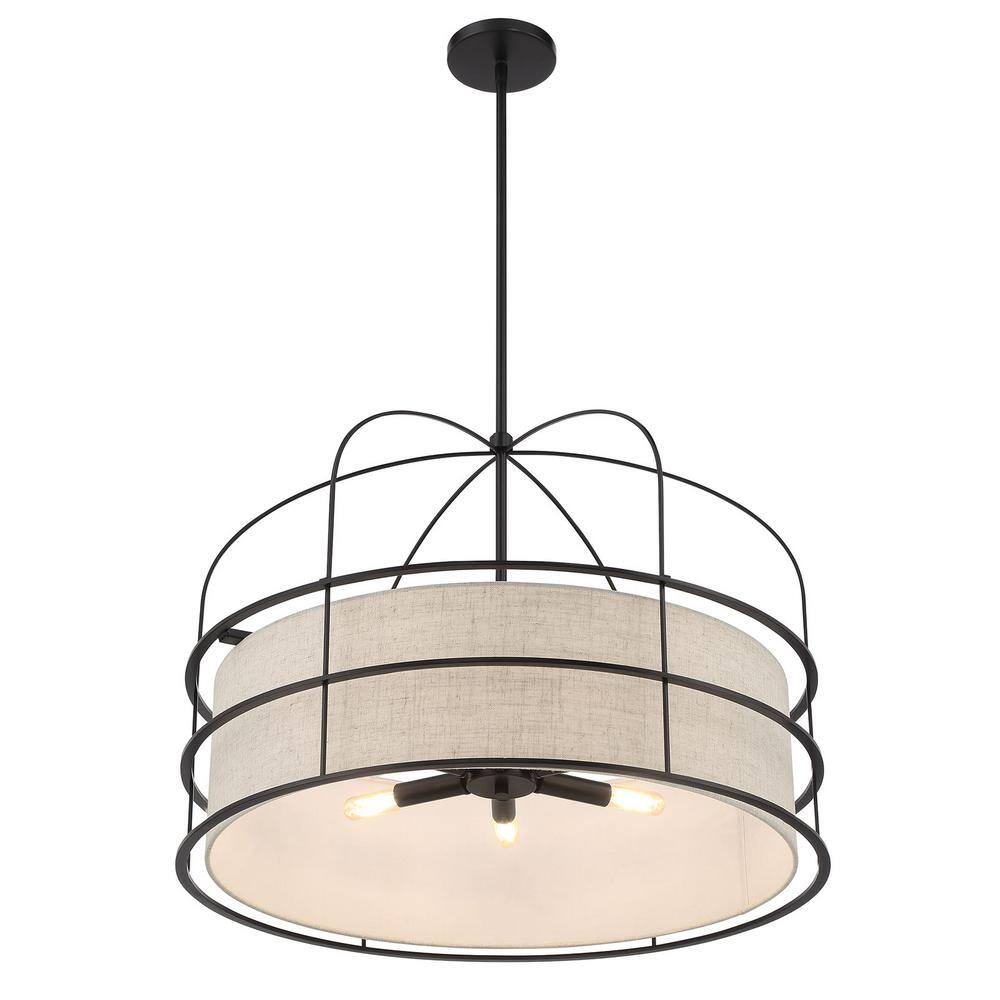 Coal Finish Brass 6-Light Drum Pendant for Indoor/Outdoor