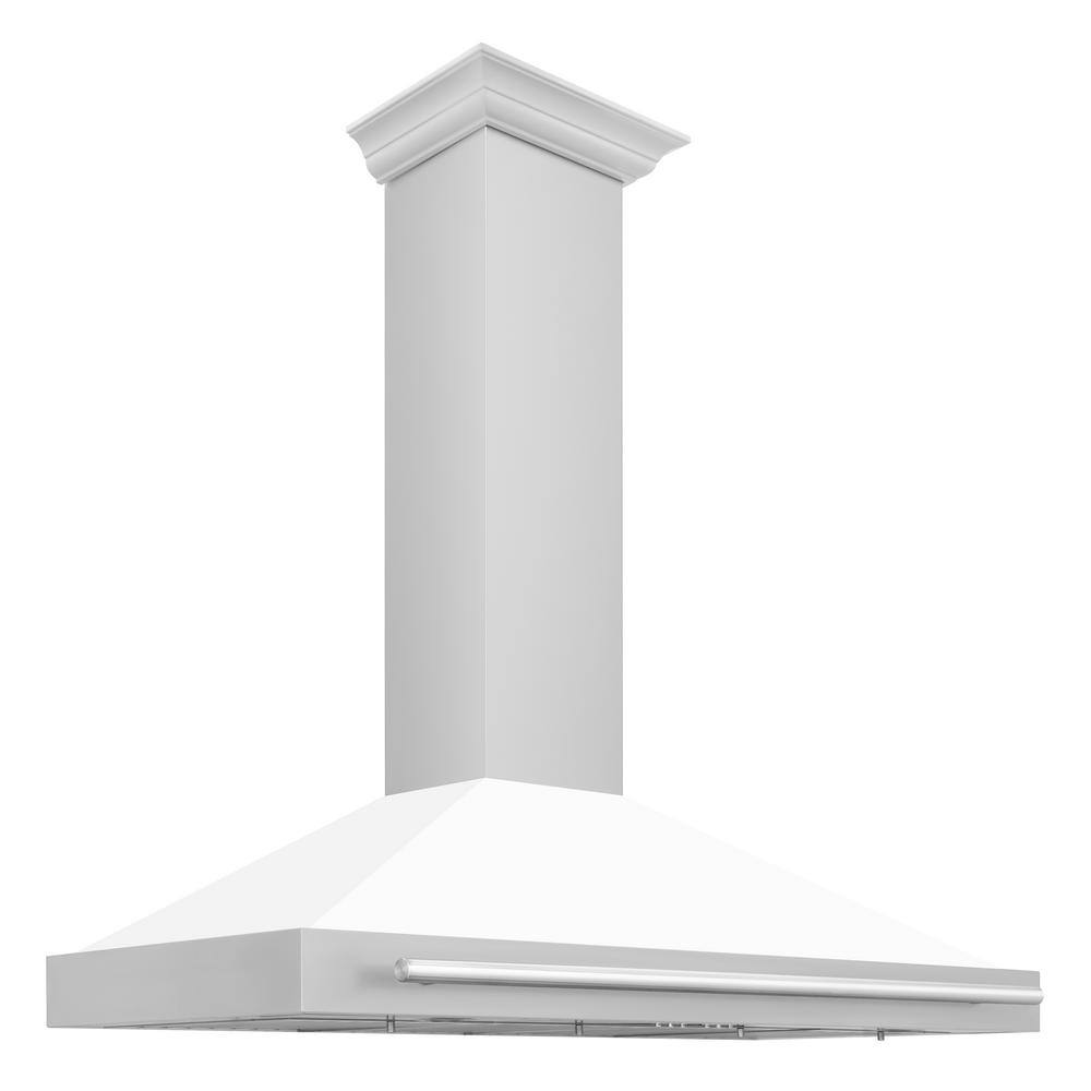 48 in. 400 CFM Ducted Vent Wall Mount Range Hood with White Matte Shell in Stainless Steel