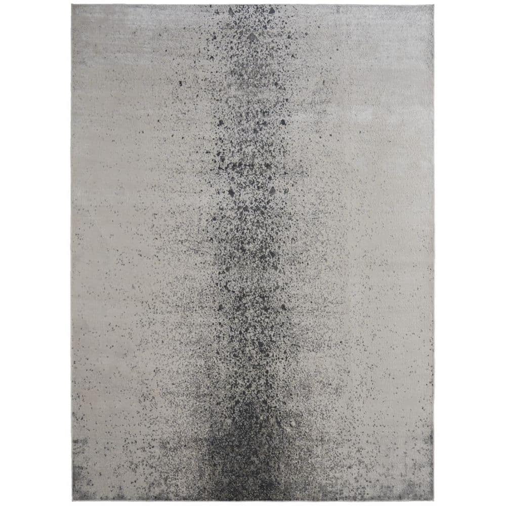 HomeRoots Gray and Ivory 8 ft. x 10 ft. Abstract Area Rug 2000512827 ...