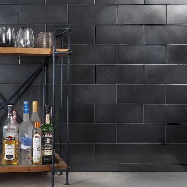 Ivy Hill Tile Ardor Black 4.7 in. x 11.81 in. Metallic Porcelain