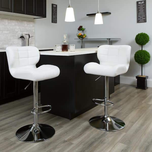 Flash Furniture 33 in. Adjustable Height White Cushioned Bar Stool