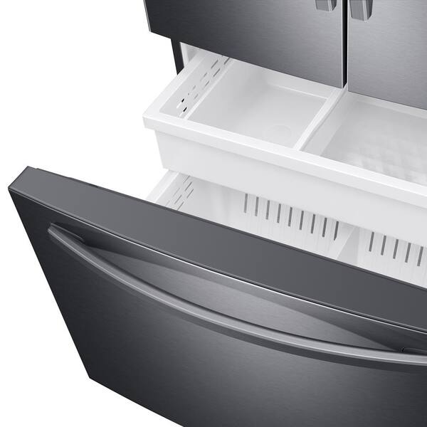 Samsung 35 75 In W 27 7 Cu Ft 3 Door Family Hub French Door Smart Refrigerator In Fingerprint Resistant Black Stainless Steel Rf28t5f01sg The Home Depot