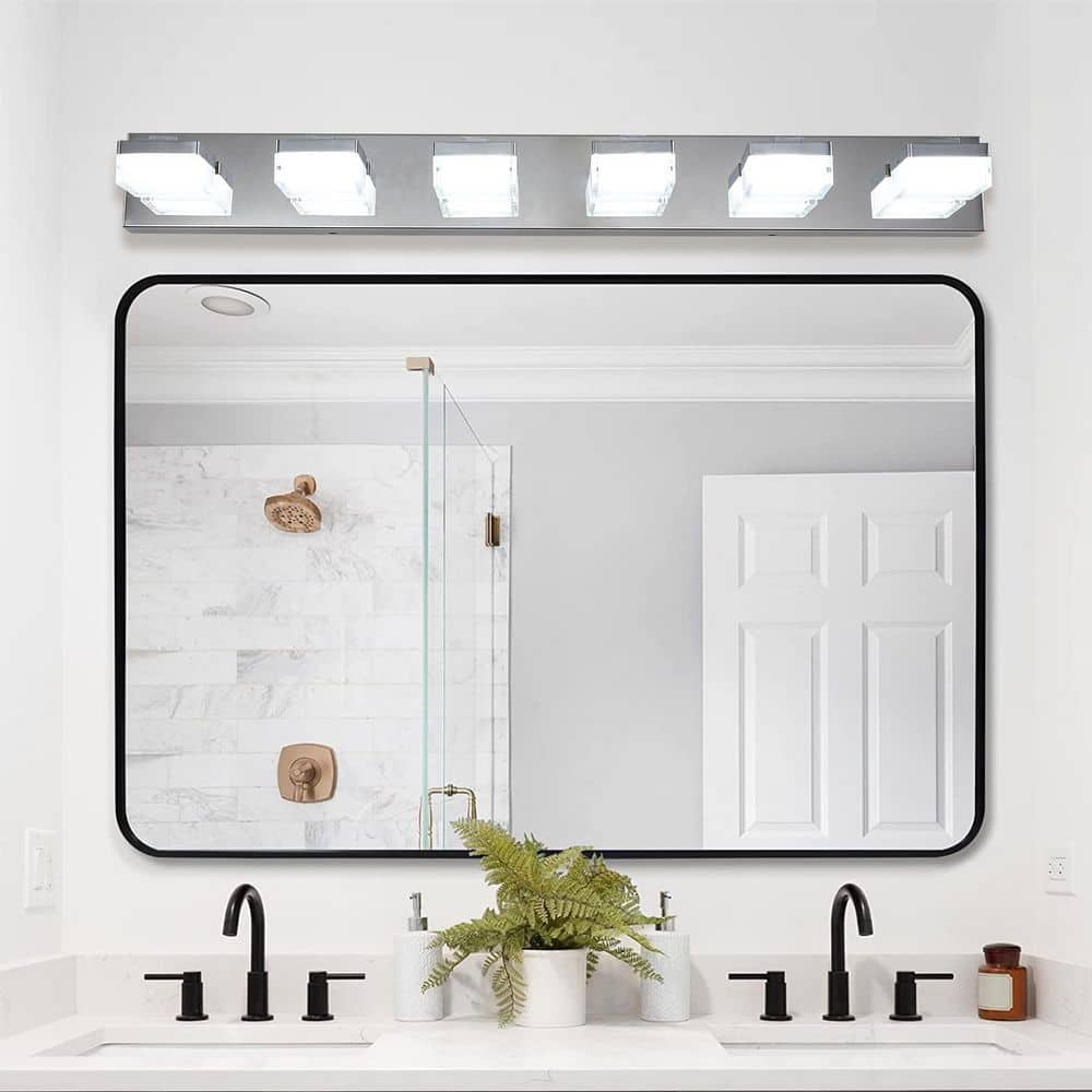 Modern 38 in. 6-Light Chrome Acrylic LED Mirror Vanity Light Fixture for Bathroom and Makeup Tables price history on PriceWatchPro