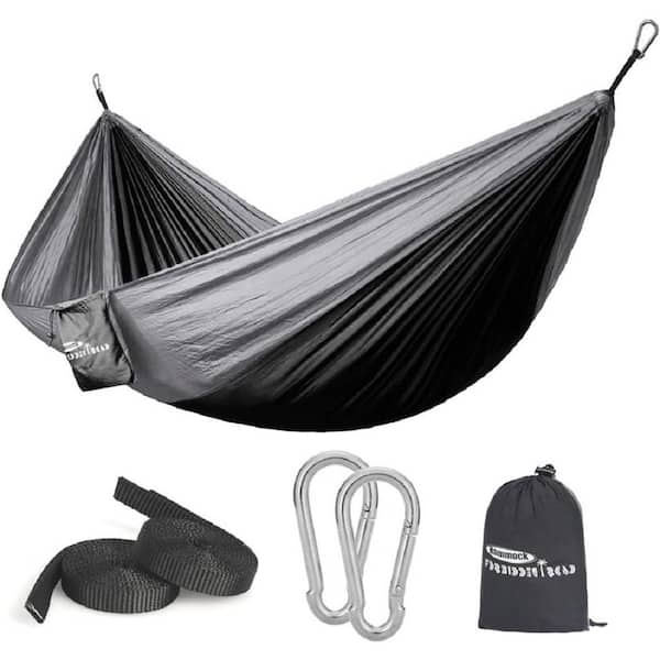 ITOPFOX Camping 8.8 ft. Portable Hammock Bed Hammock in Black and Gray