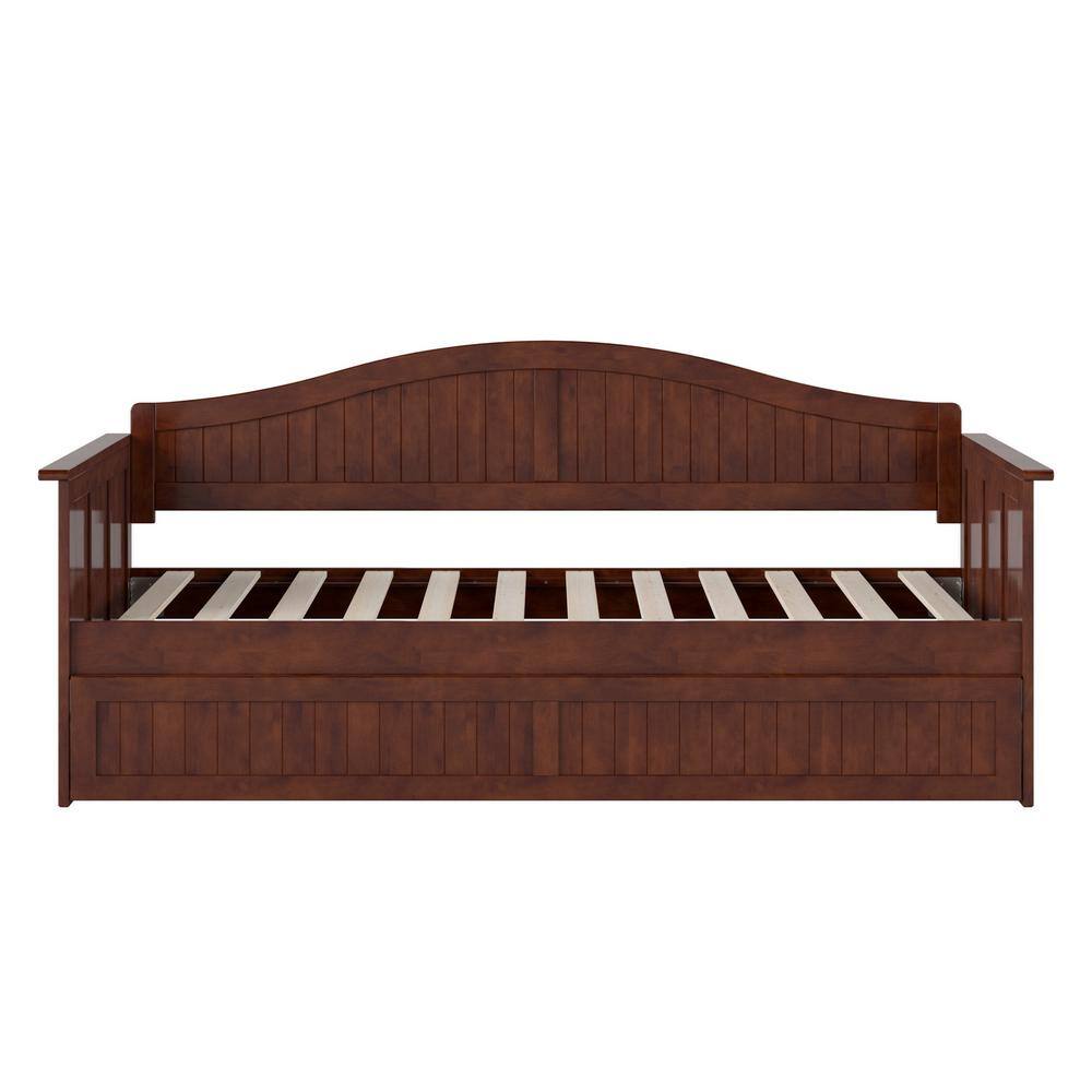 Nantucket Walnut Twin Wood Daybed with Trundle and Drawer