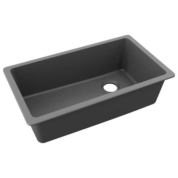 Elkay Quartz Classic 33 in. Undermount Single Bowl Graphite Granite/Quartz Composite Kitchen Sink Only