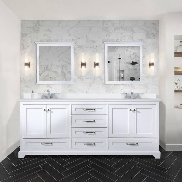 Lexora Dukes 80 in. W x 22 in. D White Double Bath Vanity, White Quartz