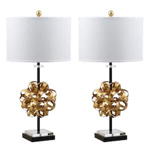 Lionel 30 in. Gold/Black Bow Table Lamp with White Shade (Set of 2)
