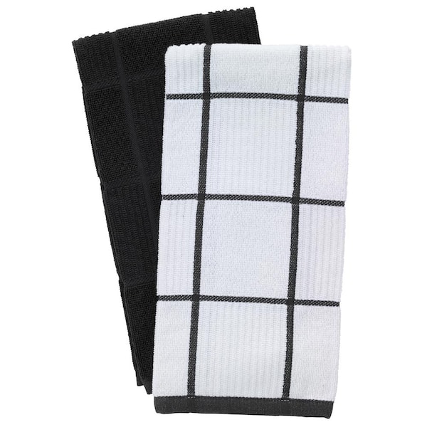 T-Fal Charcoal Solid and Check Parquet Cotton Kitchen Towel (6-pack)