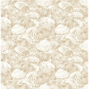 Surfside Beige Shells Beige Wallpaper Sample