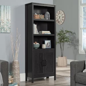 Select 72.008 in. Tall Raven Oak Engineered Wood 5-Shelf Standard Bookcase with Doors