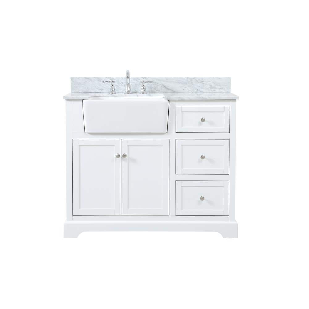 Timeless Home 42 in. W x 22 in. D x 34.75 in. H Bath Vanity in White with C