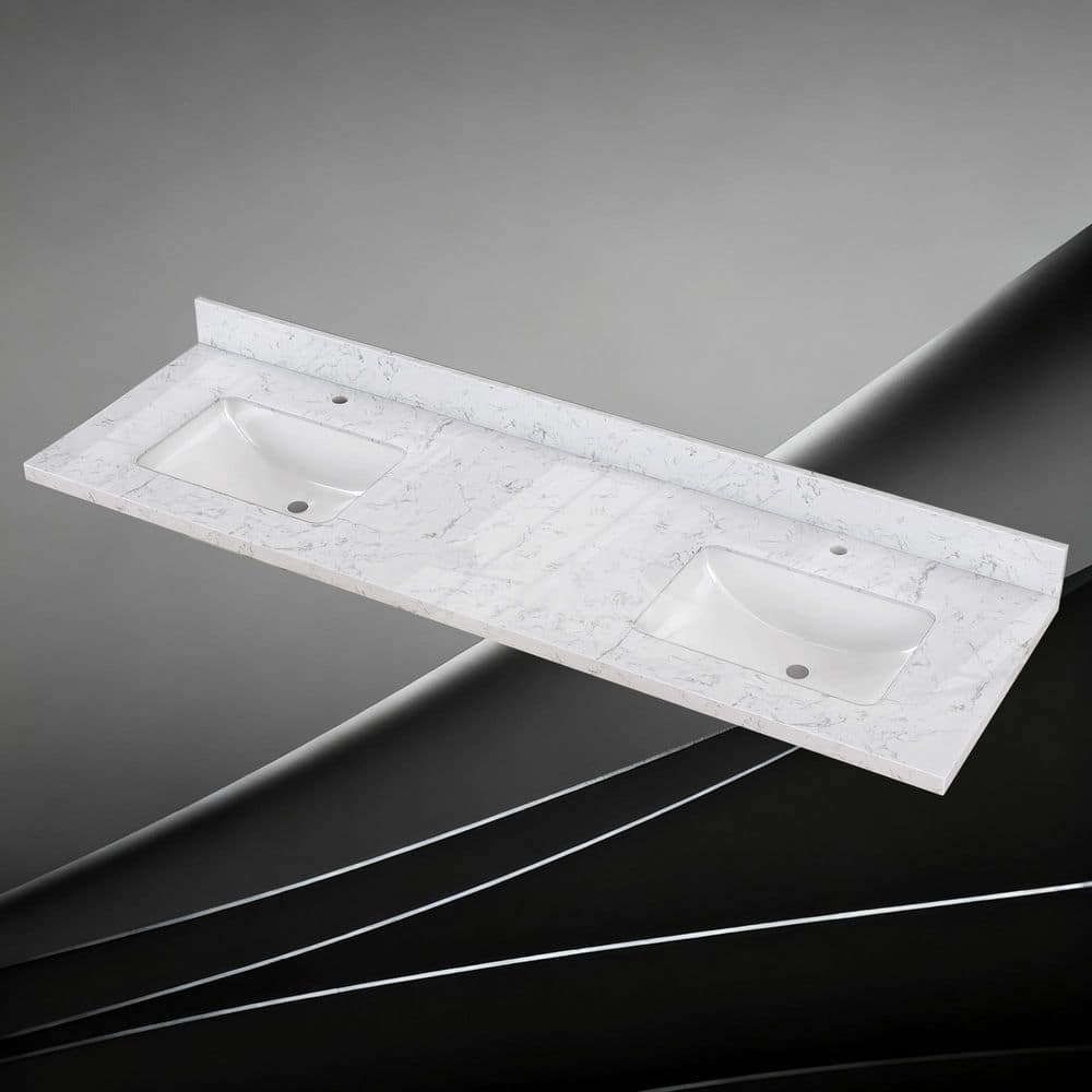 Getpro 66 in. W x 22 in. D Engineered Stone Rectangular Double
