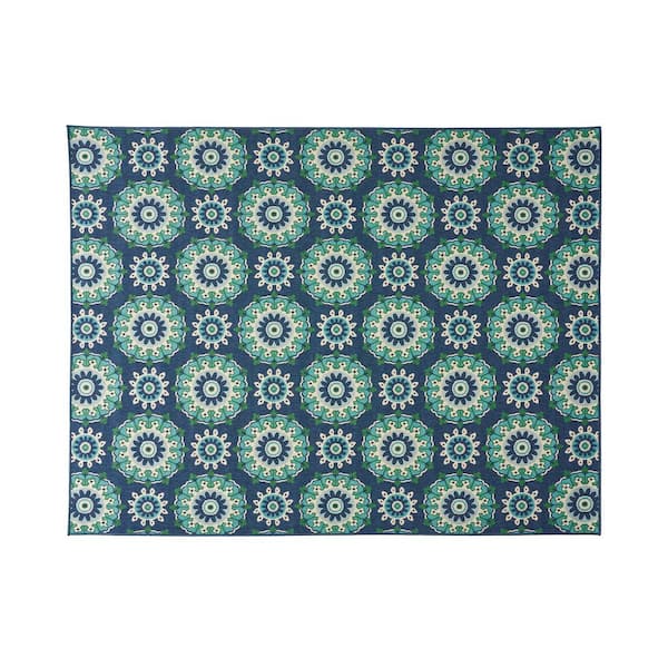 Noble House Heidi Navy and Green 7 ft. x 10 ft. Indoor/Outdoor Area Rug
