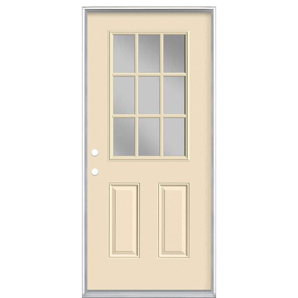36 in. x 80 in. 9 Lite Right-Hand Inswing Painted Steel Prehung Front Exterior Door No Brickmold price history on PriceWatchPro