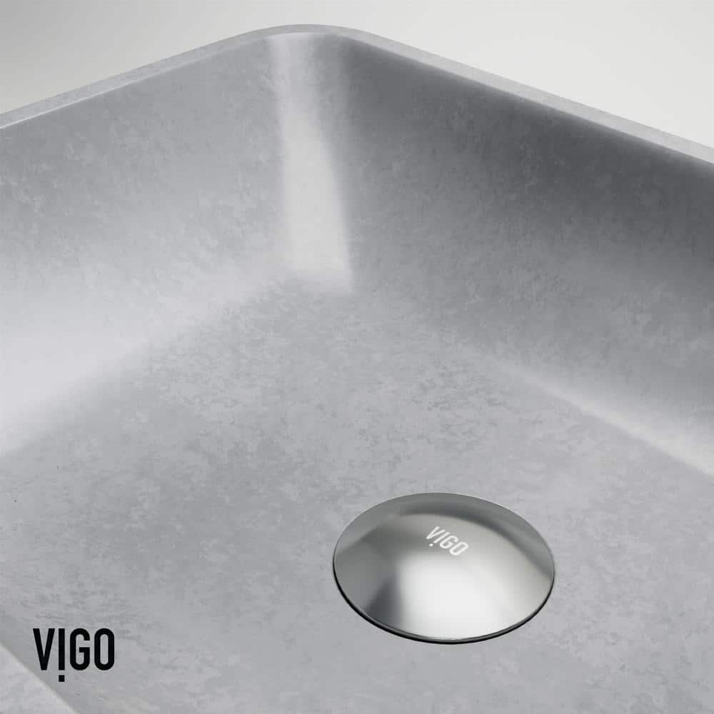 Gray Concrete Rectangular Vessel Bathroom Sink
