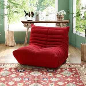 34.25 in. W Armless Teddy Velvet Modular Lazy Floor Sofa in Red