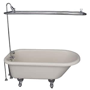 5 ft. Acrylic Ball and Claw Feet Roll Top Tub in Bisque with Polished Chrome Accessories